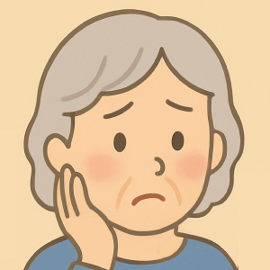 悩むシニア女性